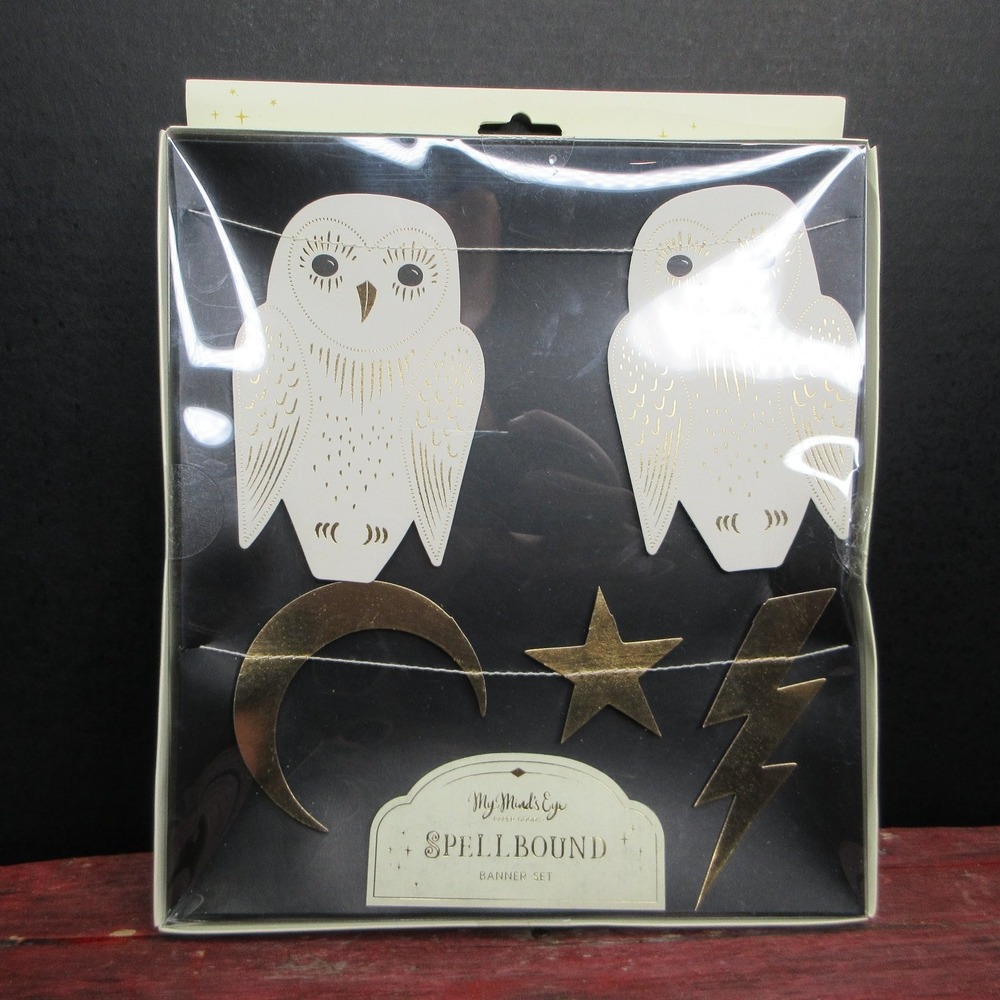 My Mind's Eye Spellbound Owl Moon Star Lightning Banner Set 2x 5ft Party Decor